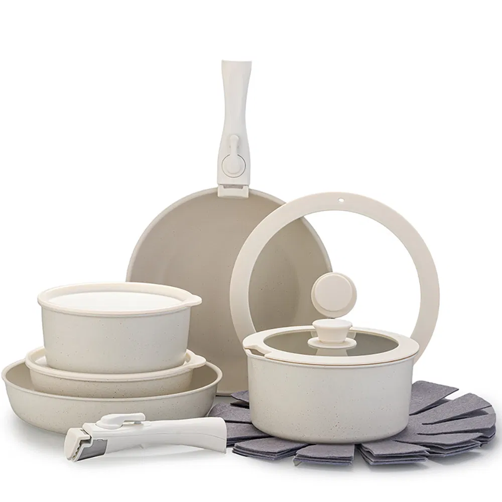 Detachable Marble Stone Nonstick Frying Pan Aluminum Cookware Set Induction Stove Ez30176