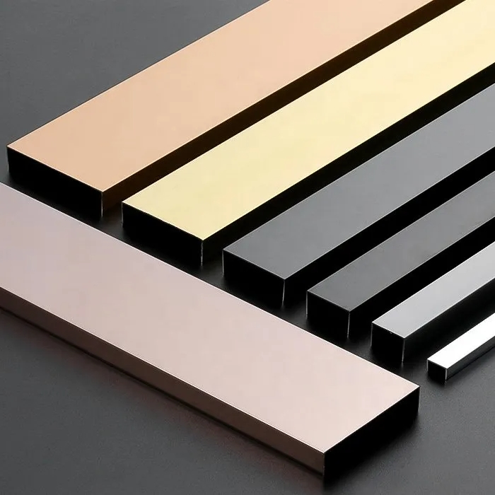 Golden Stainless Steel Strip Flat Self-Adhesive Tile Trim