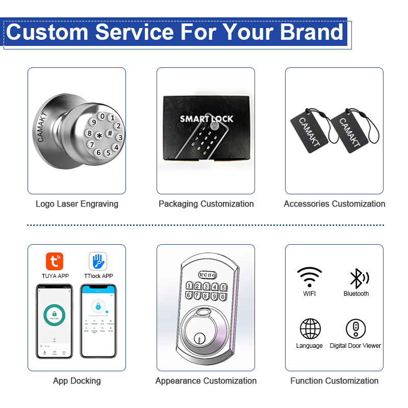 Home Office Apartment Indoor Electronic Smart Door Lock Tuya APP Security Digital Password Camakt Smart Door Lock