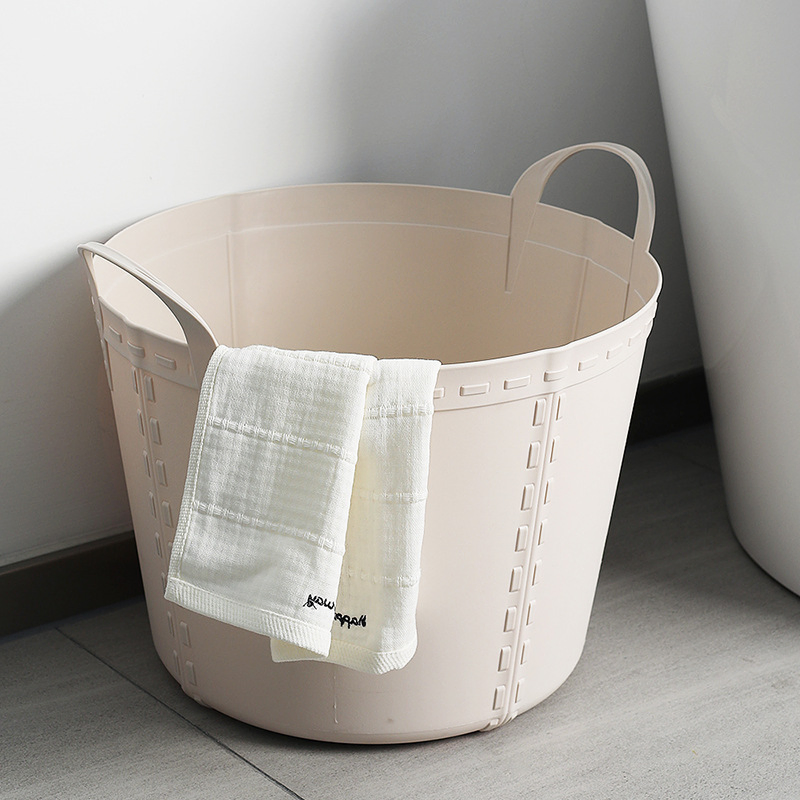 Household Simple Round Plastic Dirty Clothes Basket Home Portable Storage Mi23432