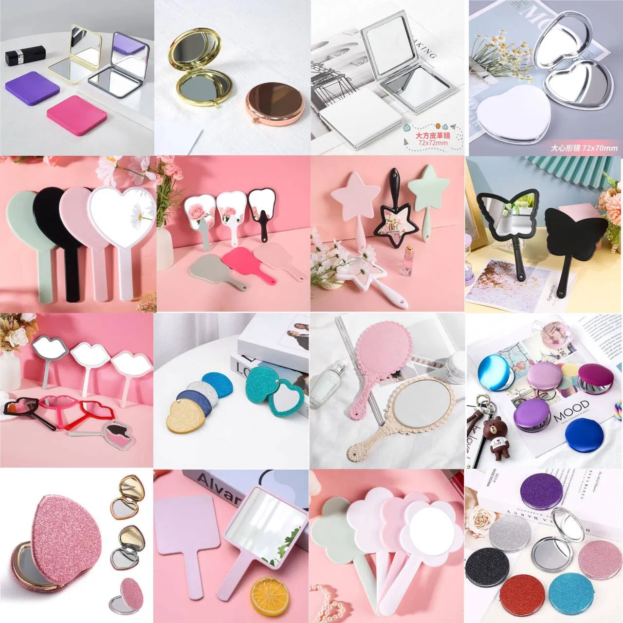Custom Private Label Zinc Alloy Metal Mini Portable Makeup Mirror