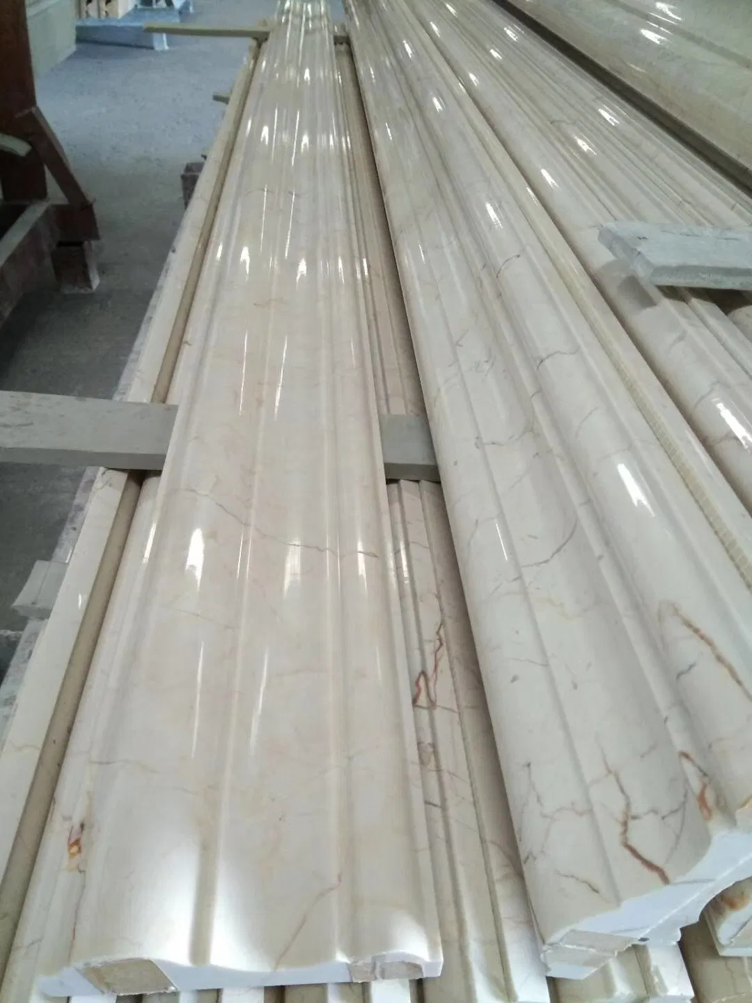 Natural Stone Rose Cream Marble Moulding for Interior Wall Door Decoration