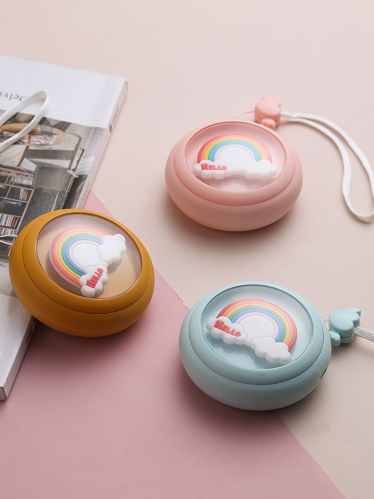 High Quality Rechargeable Mini Electric Hand Warmers with Rainbow Pattern, Suitable for Ladies and Girls in Winter