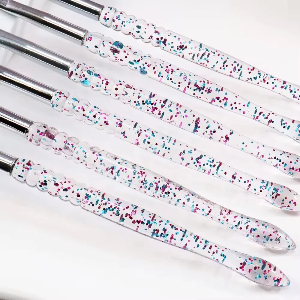 Soft 6 PCS Nylon Hair Plastic Handle Nail Brushes Set Salon Tool