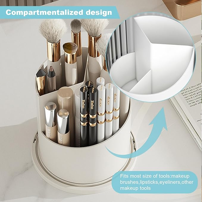 Makeup Brush Holder Organizer with Lid-360 Rotating Wbb26356