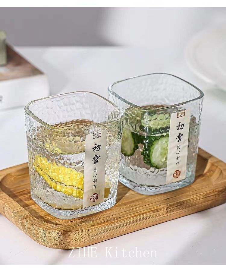 Hammer Patterned Cup Simpletransparent Glass Four Sided Thickening Wine Glass