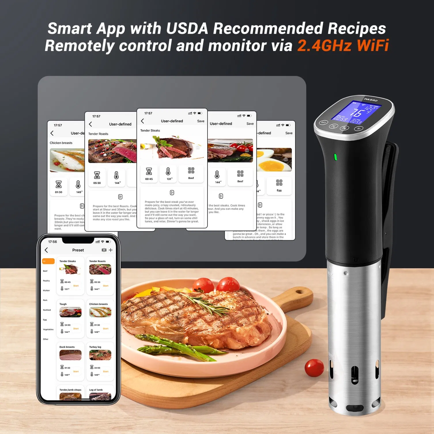 Inkbird Durable Isv-300W Ipx7 Waterproof WiFi Sous Vide Cooker