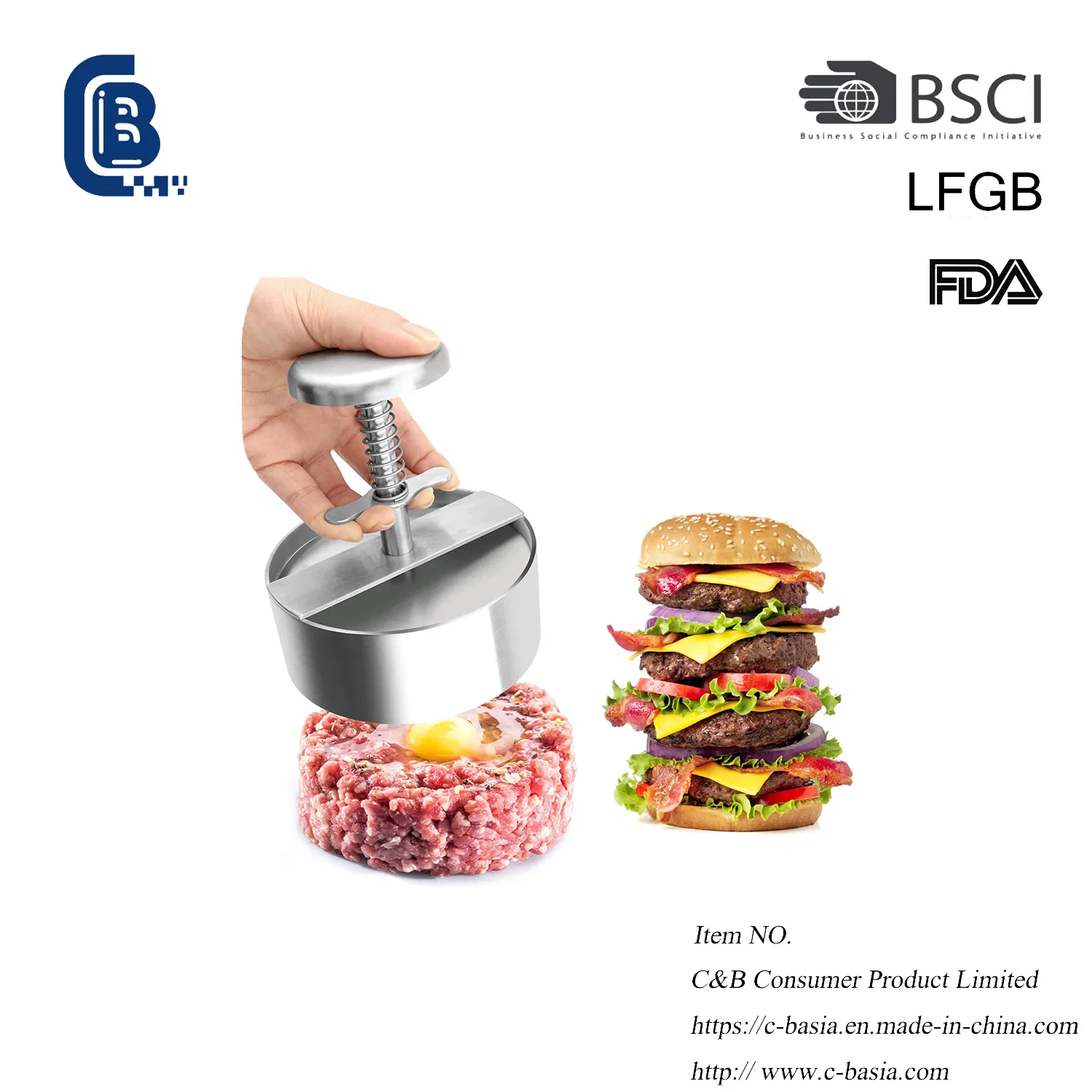 Non-Slip Handle Stainless Steel Double Burger Press, Kitchen Tools