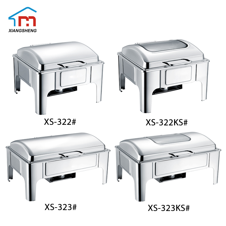 Xiangsheng 9L Stainless Steel Rectangle Chafing Dish with Show Window Lid
