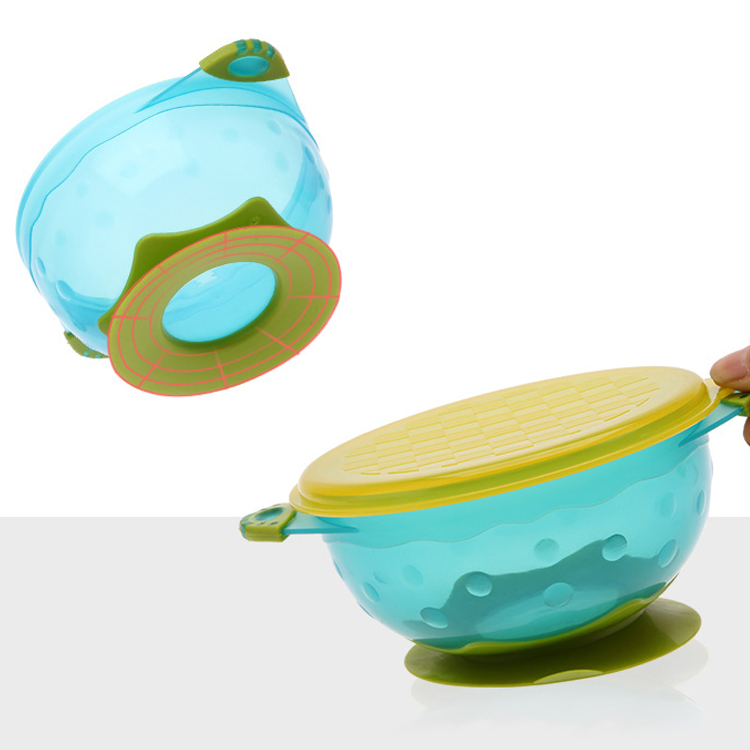 3 Pieces Colorful Plastic Dinnerware Bowls Snack Dinner Set Baby Feeding Suction Bowl