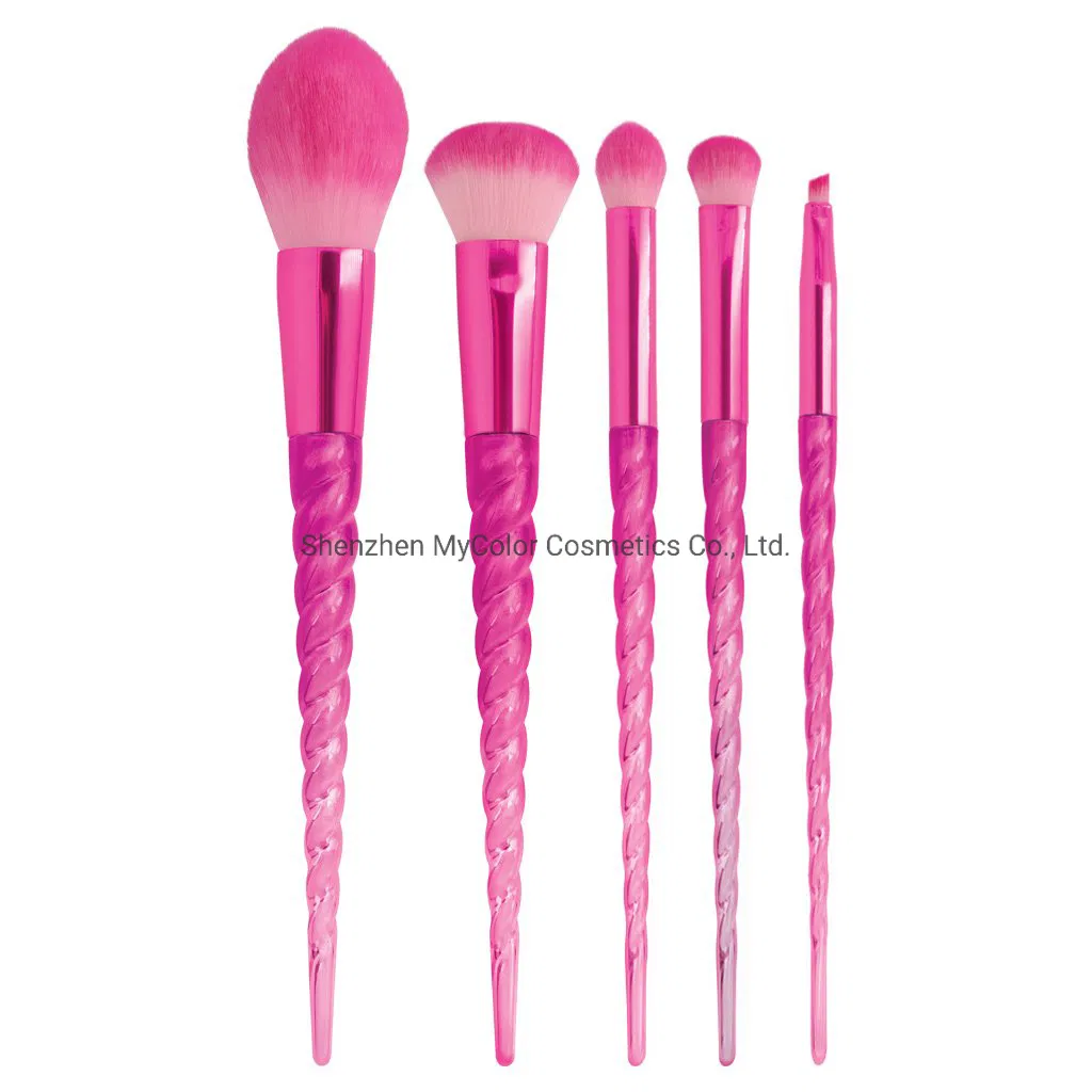 OEM Gradient Pink 5PCS Makeup Cosmetic Brushes Set with Case Powder Foundation Eye Brushes