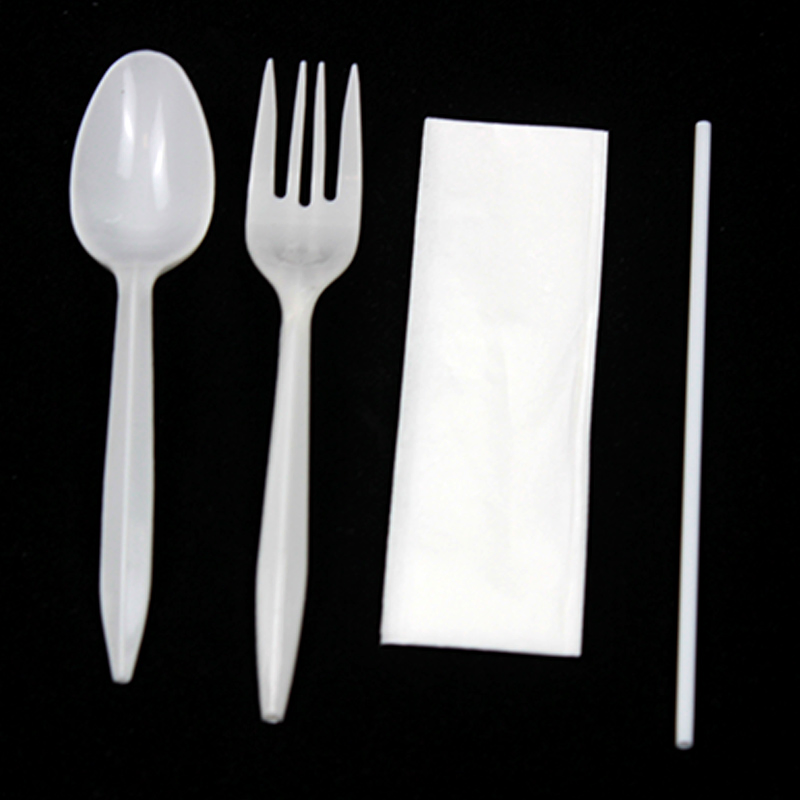 PP Disposable Plastic Set 2.5g Fork, Spoon, Napkin, Straw Cutlery Set Takeaway