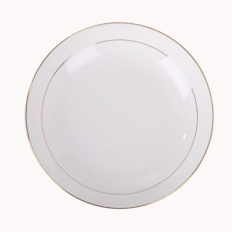 8"Coup Moon Soup Bowl Plate Ggk Decal Golden Line Ceramic Porcelain Tableware
