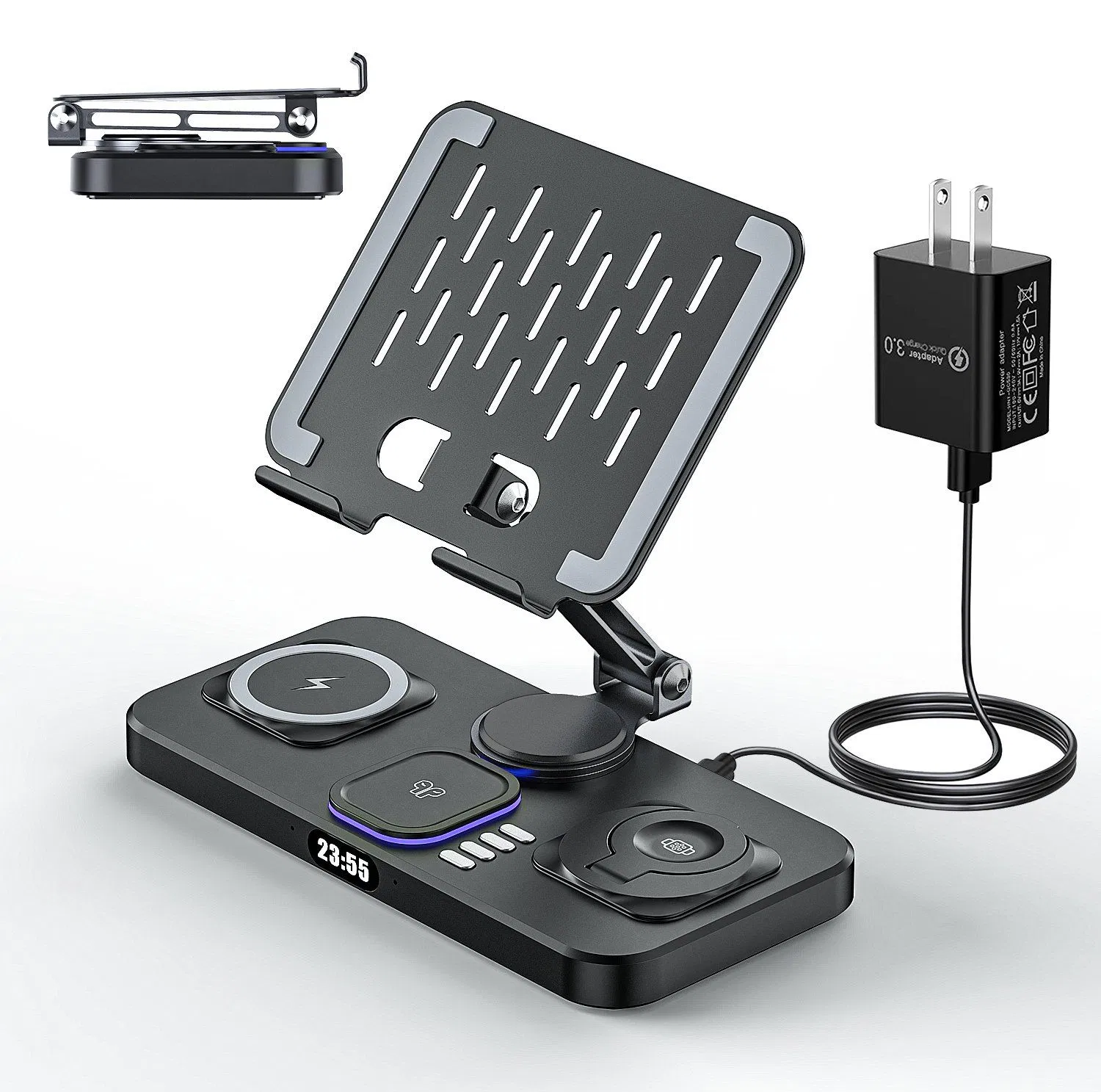 Беспроводная зарядная станция Y21max с часами