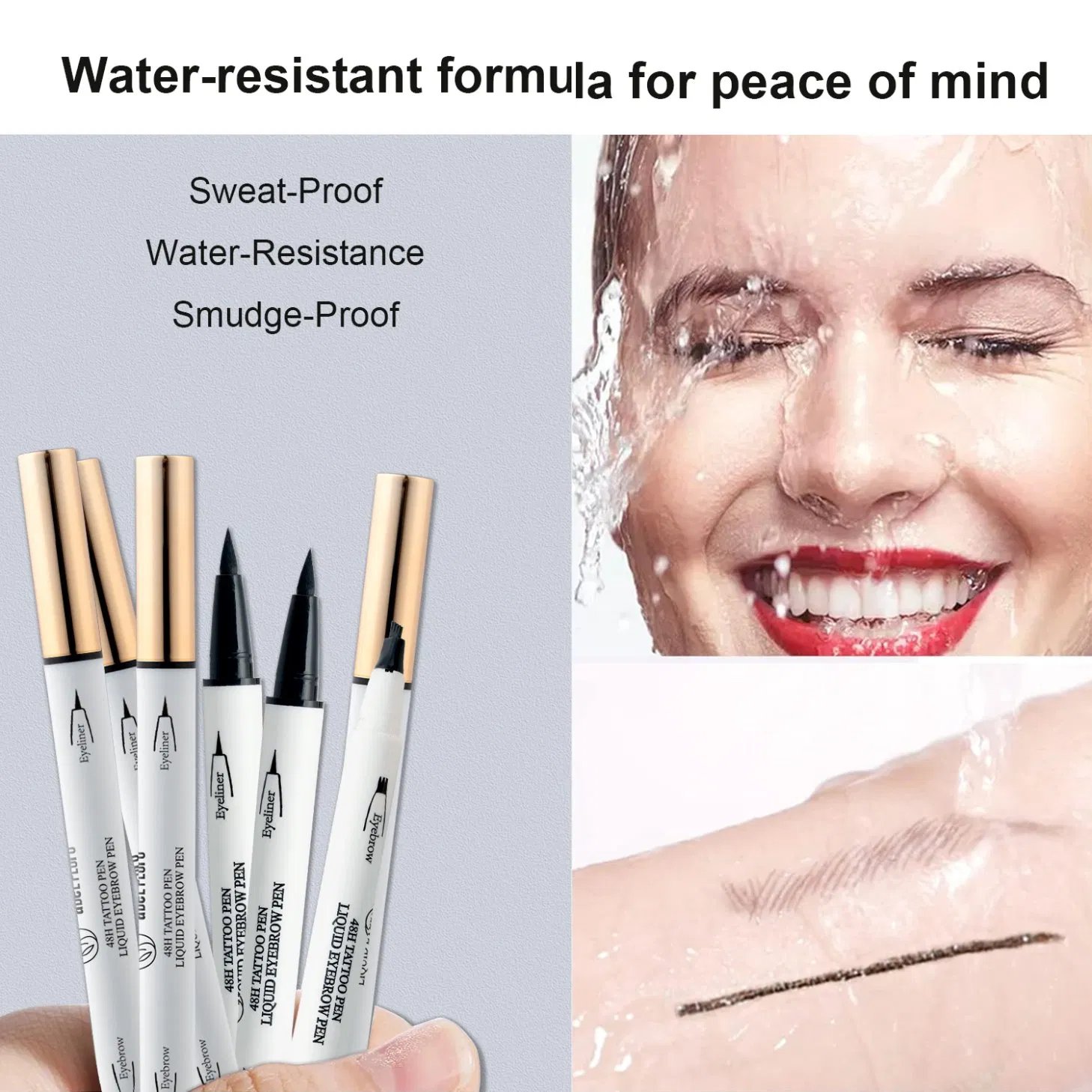 Best Waterproof Smudge Proof Long Lasting Black Brow Liquid Eyebrow Pencil Eyeliner