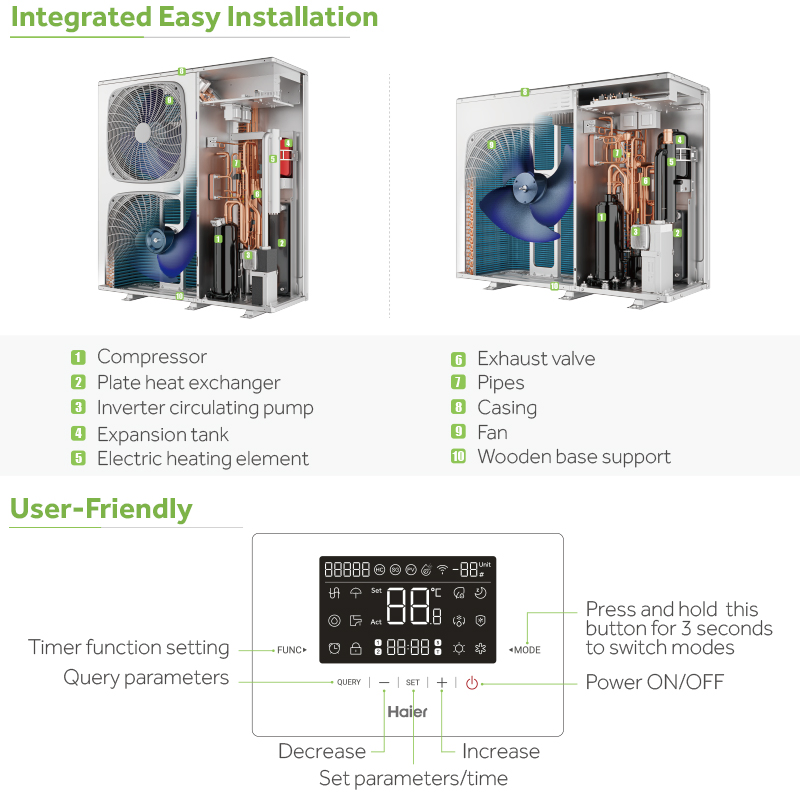 Low Price High Temperature High Cop R290 Evi WiFi Control DC Inverter Air to Water Air Source Heat Pump for House