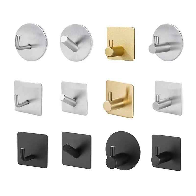 Durable Adhesive Wall Mount Hooks for Bathroom Robes and Towels