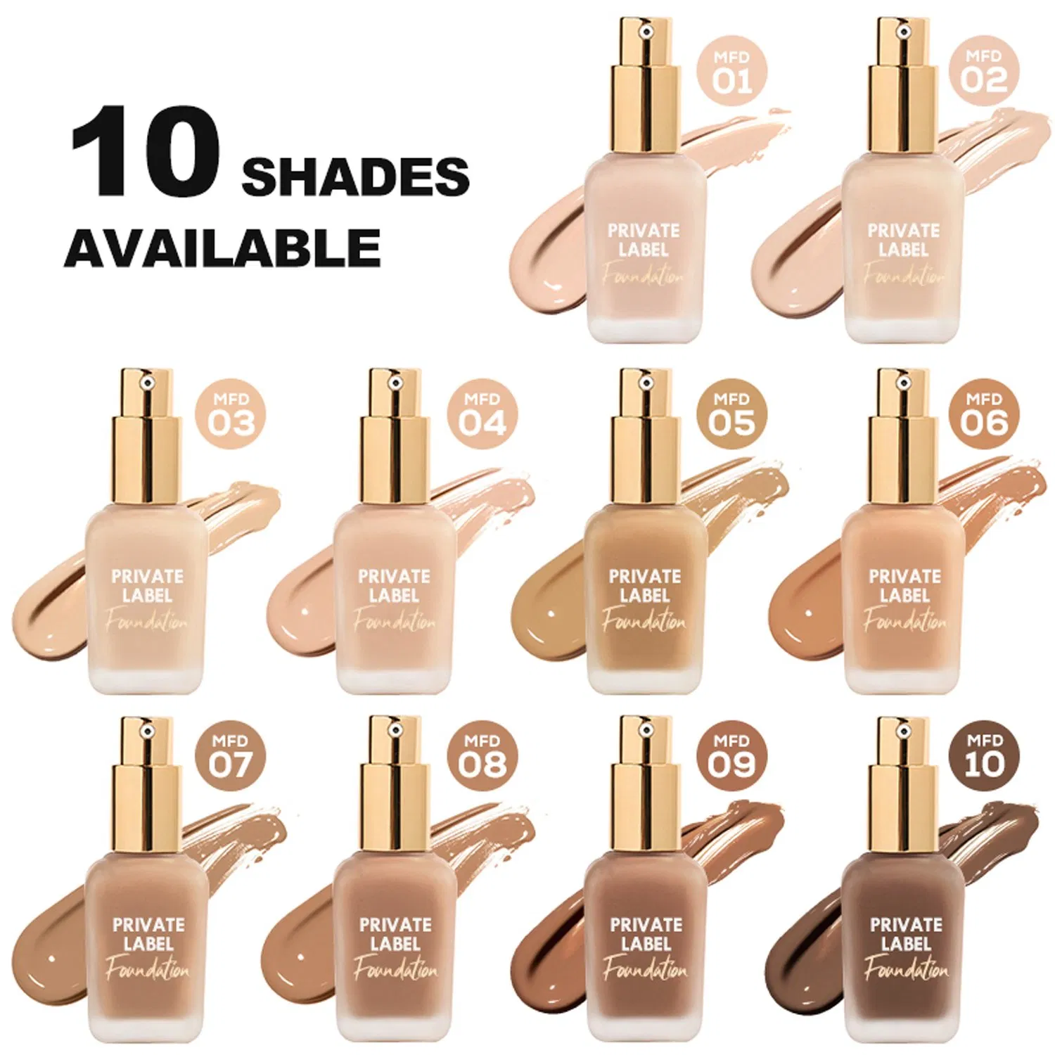Large Capacity 10 Color Choice Square Bottle Makeup Liquid Foundation