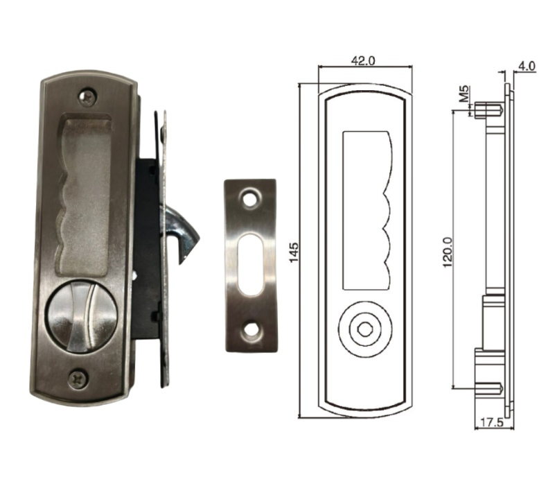 Sliding Folding Cupboard Hidden Concealed Door Steel Lock Set with Key Wooden Hook Door Lock for Aluminium Glass Cabinet Door