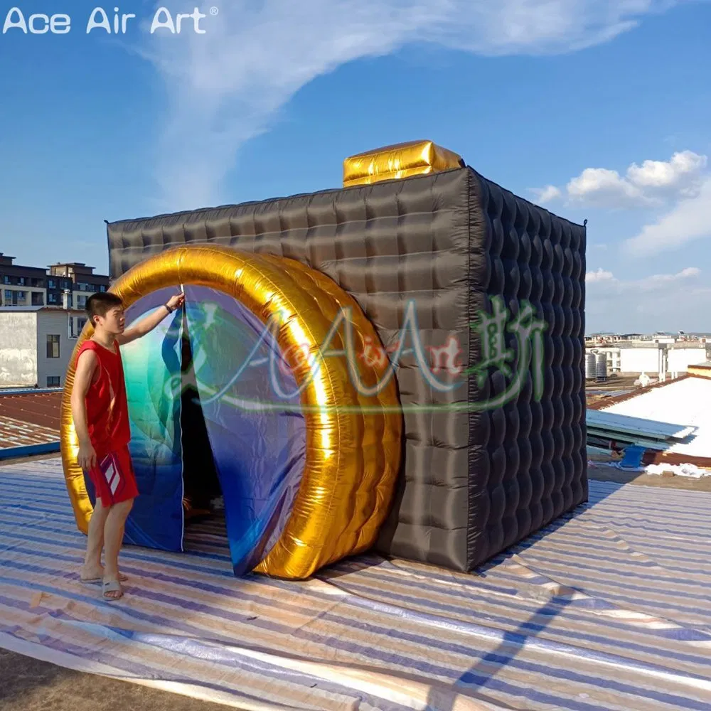 Portable All Black Inflatable Lens Door Photo Booth for Wedding Party or Selfie Events