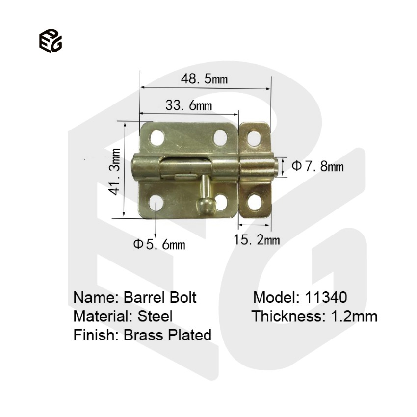 1.5" Black Barrel Bolt for Doors & Cabinets, Electrophoresis Coated Steel Security Hardware
