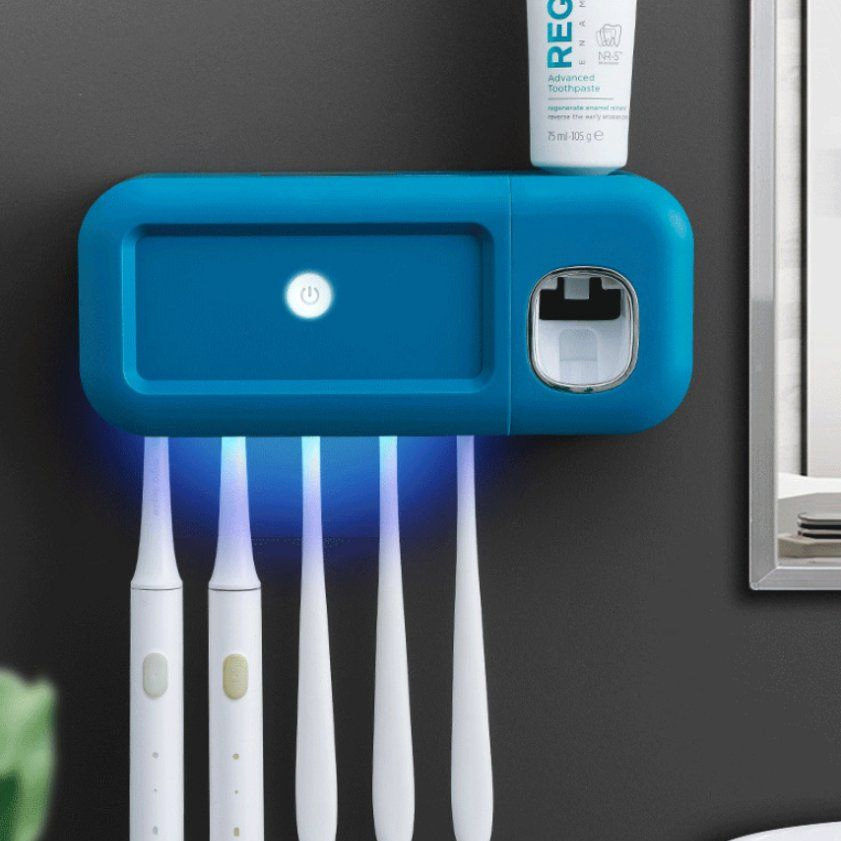 Smart UV Toothbrush Sterilizer, Punch-Free Sterilization and Deodorization, Automatic Toothpaste Electric Dispenser, Toothbrush Holder
