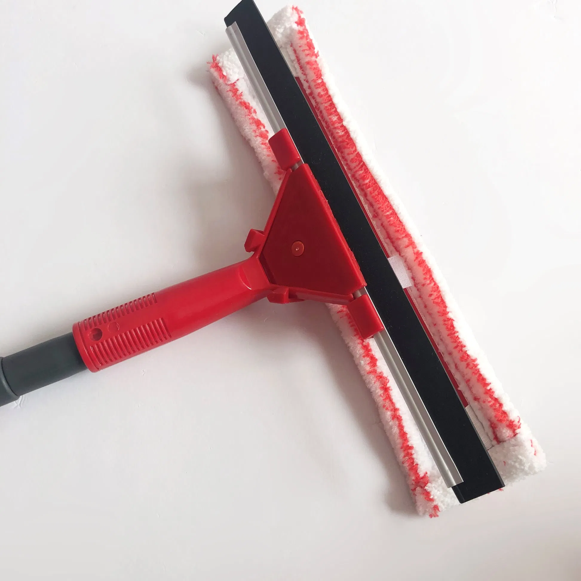 PP T-Bar with Rubber Squeegee & Microfibre Refill Double Sided Window Wiper Extendable Metal Handle for Car Squeegee Floor Mirror Cleaning