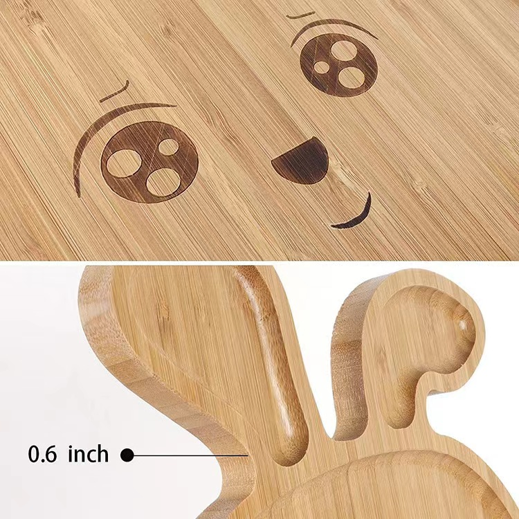 Hot Selling Bamboo Children Plate Baby Platter Cute Serving Tray Wooden Plate