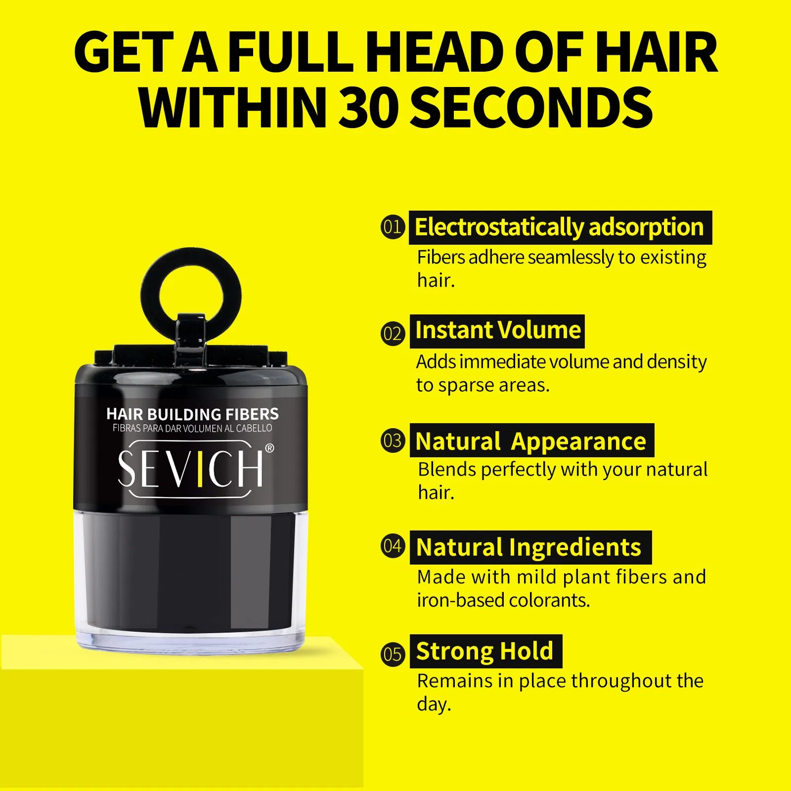 Wholesale Waterproof Natural Thickening Hair Lose Concealer 4.5g Hair Building Fiber Powder