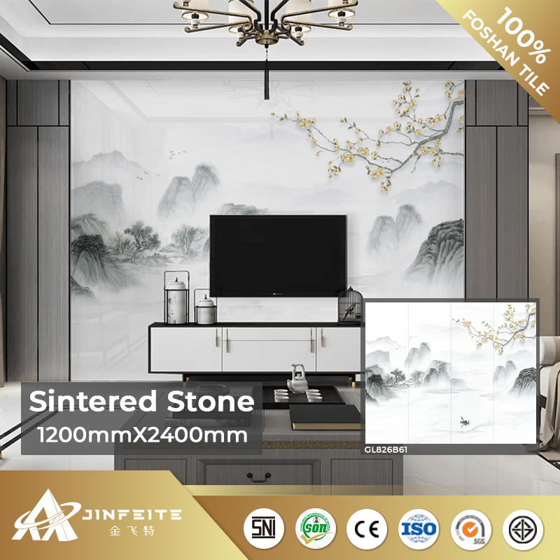 Classic Design Glossy Surface Sintered Stone Slab Large Panel for Wall Decor Best Price 120X240cm