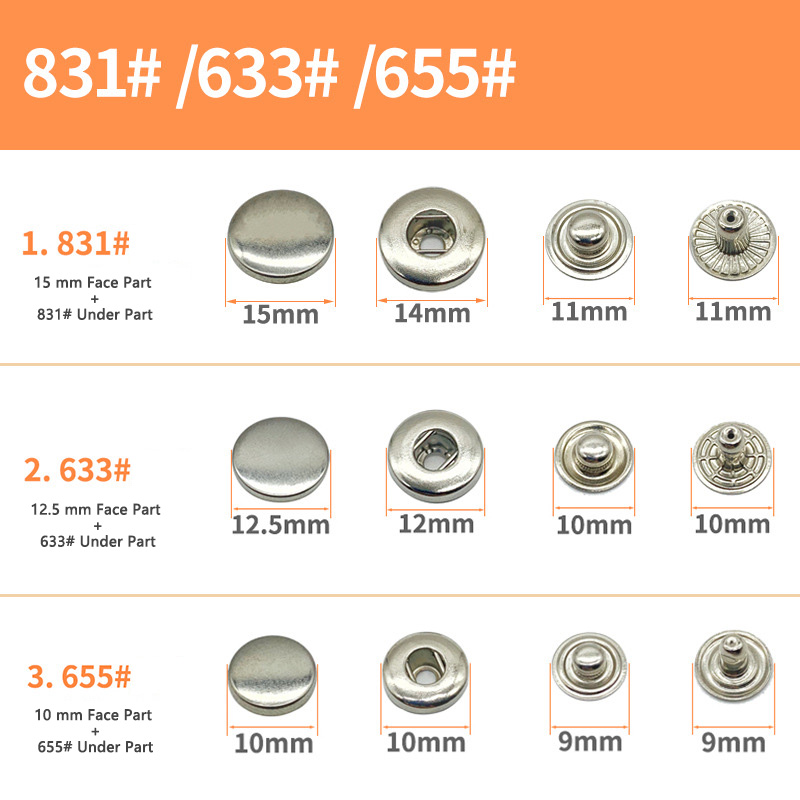 Кнопка-застежка металлическая для одежды