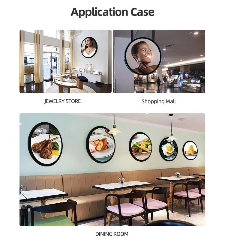 23.6 Inch LCD Circular Display Video Player Advertising Screen Capacitive Touchscreen Calendar Clock for Exhibitions