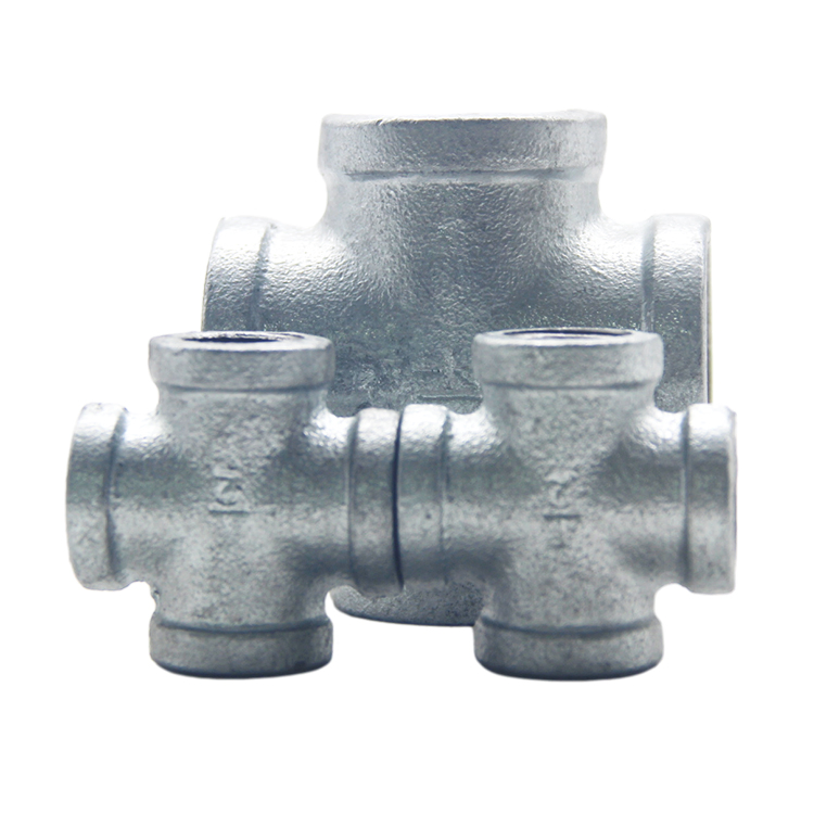 High Quality 3/4 Inch Malleable Iron 4 Way Pipe Fittings Cross Gi Banded BS NPT Thread Pipe Fitting