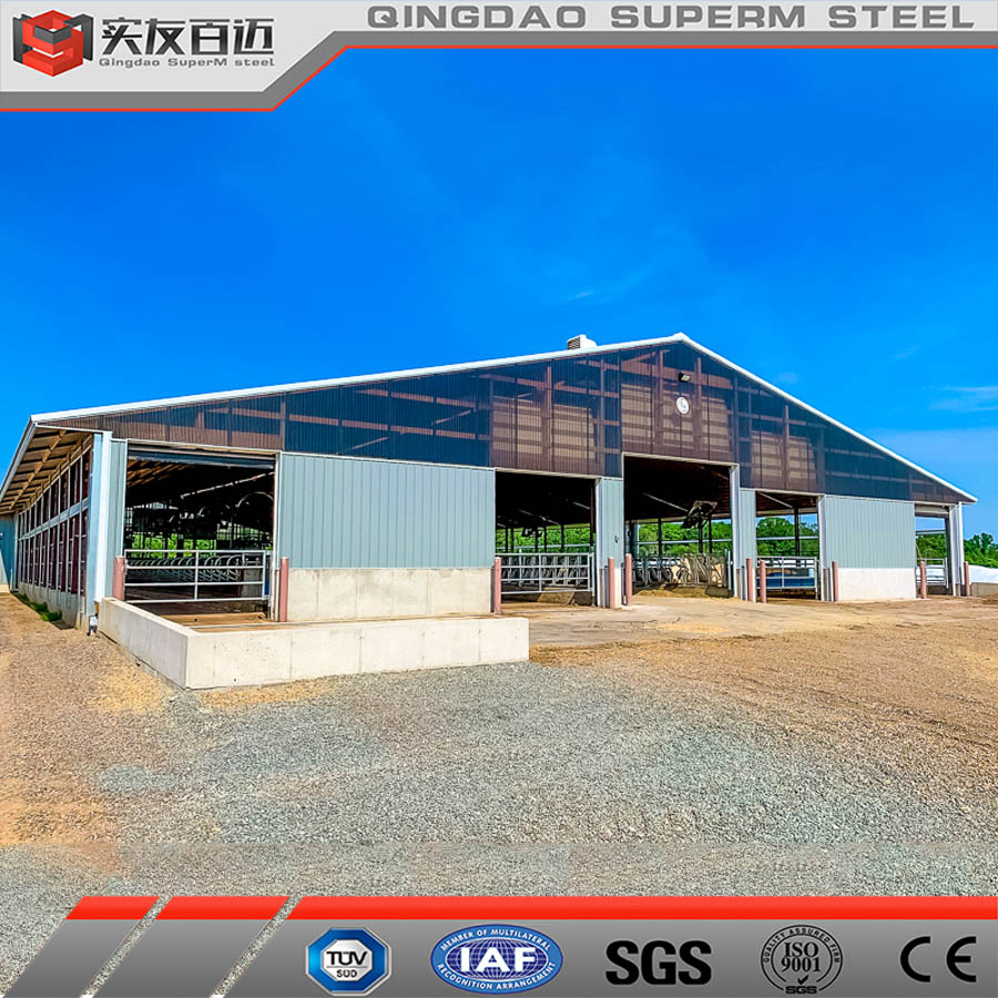New Design Prefab Steel House Cattle Farm Dairy Barns Steel Structure Shed Building
