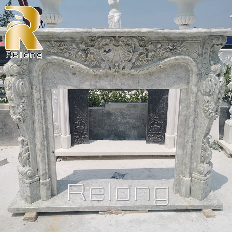 Hand Carving Decorative French Style Marble Fireplace Mantel for Sale