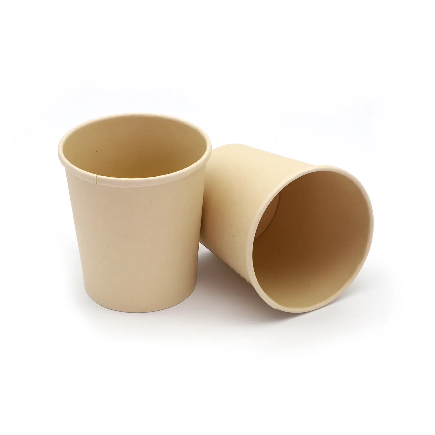 Disposable Brown Kraft or Light Brown Bamboo Pulp Paper Cups for Drinking or Dessert Like Ice Cream