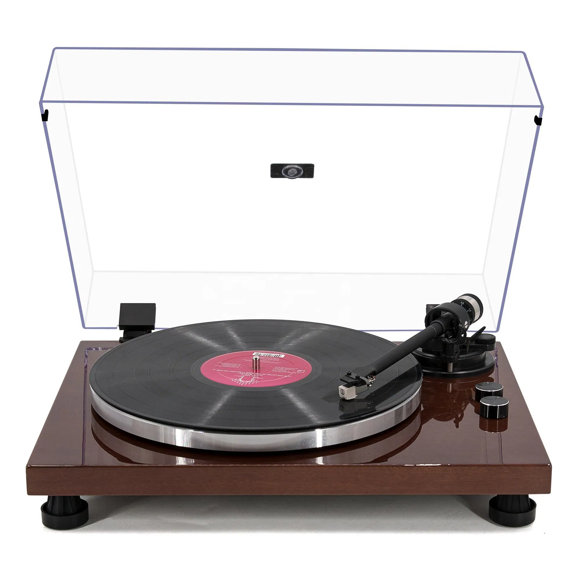 Винтажный проигрыватель винила с металлическим тонармом и Bluetooth