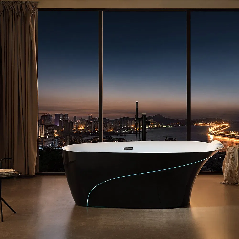 Акриловая угловая ванна с гидромассажем и подсветкой