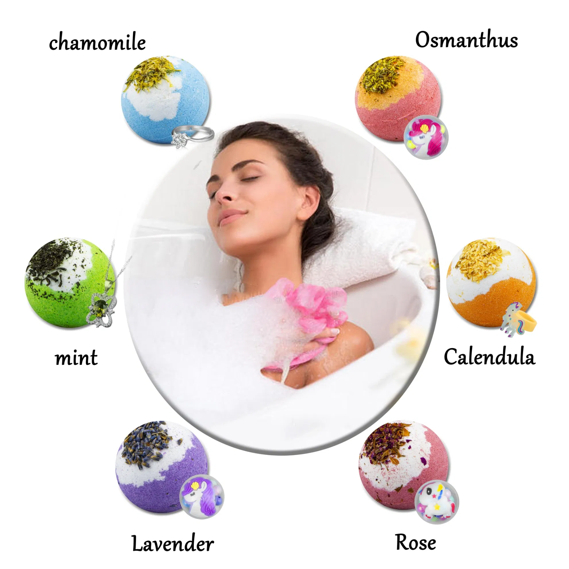Customizable Label Bath Bomb with Surprise Inside for Relaxing SPA Experiences