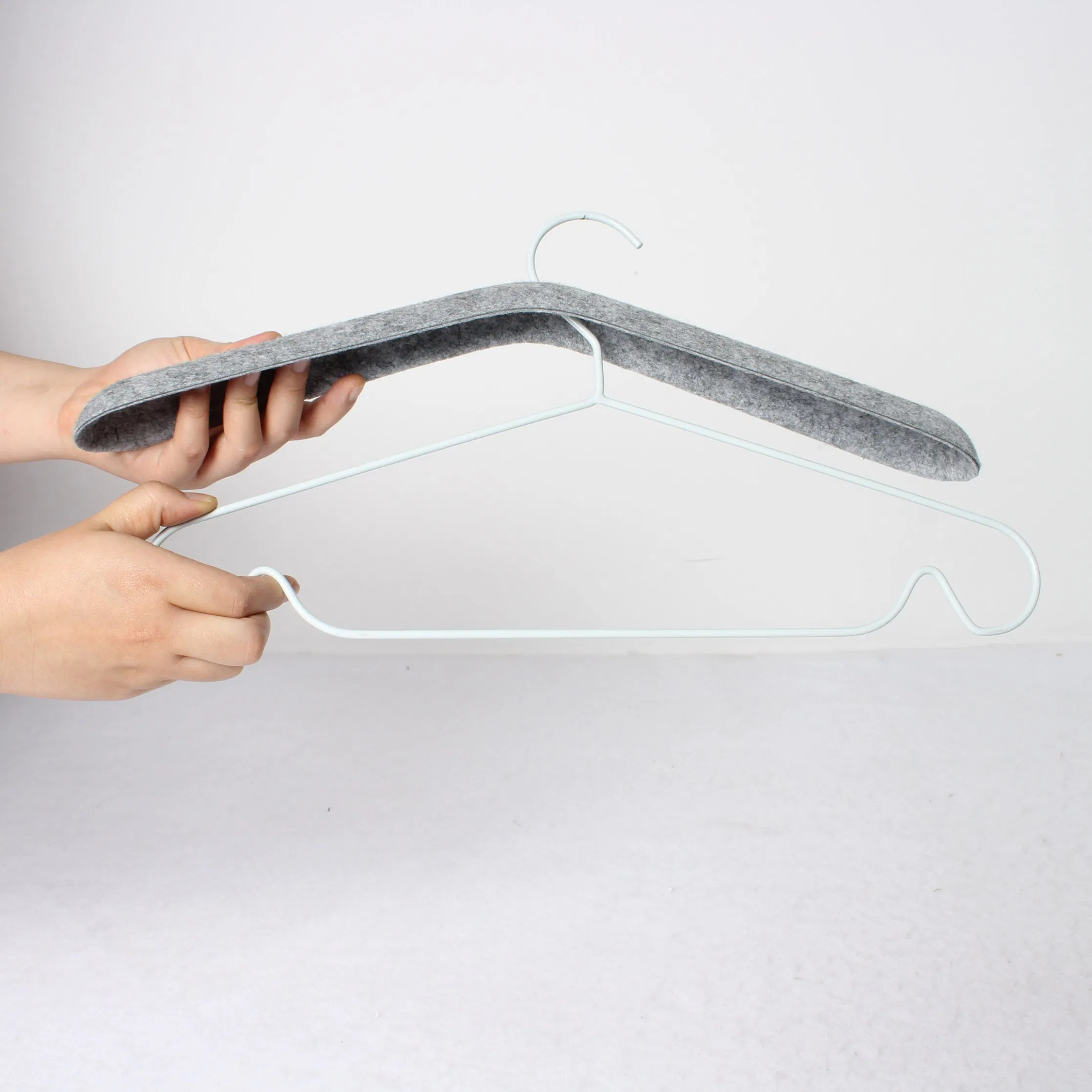 Recycled Material Pet Felt Coat Hanger Fashion Design Thermoforming Non Woven Felt Coat Hanger Clothes Hanging Houseware
