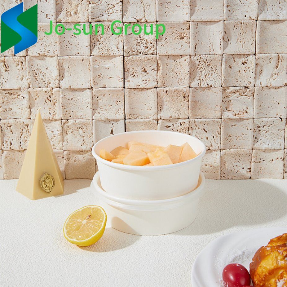 Jo-Sun Eco Friendly Disposable Kraft Paper Soup Bowl Biodegradable Take Away Food Container Salad Box Bowl Coated with Lid