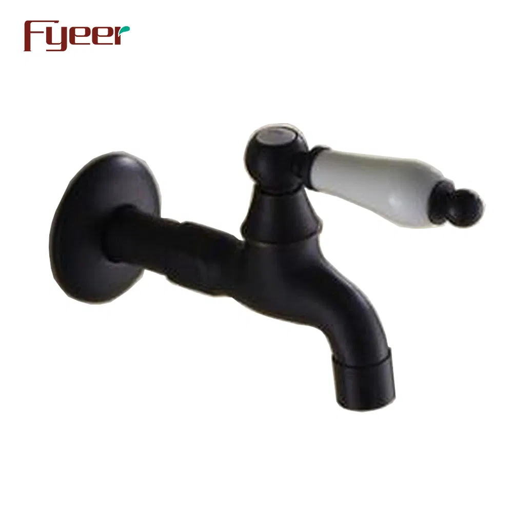Fyeer Cold Water Bibcok Black Outdoor Garden Tap with Ceramic Handle