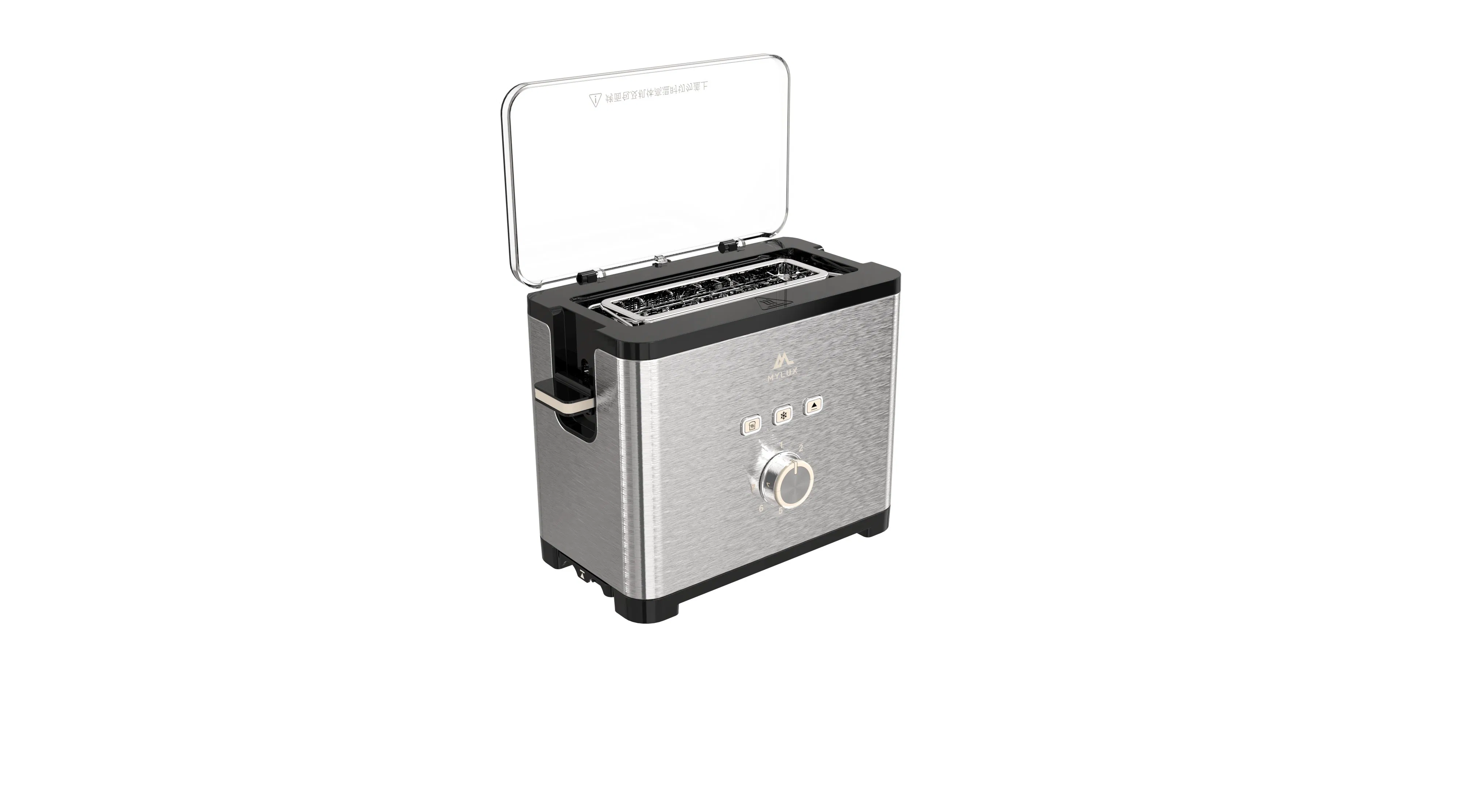 CE CB ETL UL Approved SUS Appearance Bread Toaster Breakfast Maker, 1-Slice Capacity, Compact Toaster Oven, Snack Maker, 600 Watts, Defrost