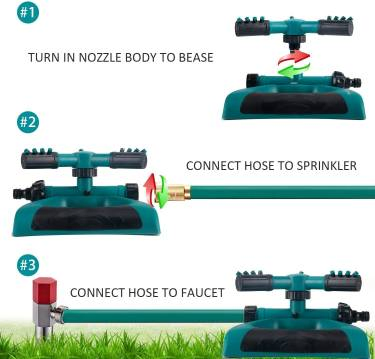 360-Degree Automatic Rotating Large Three-Fork Sprinkler