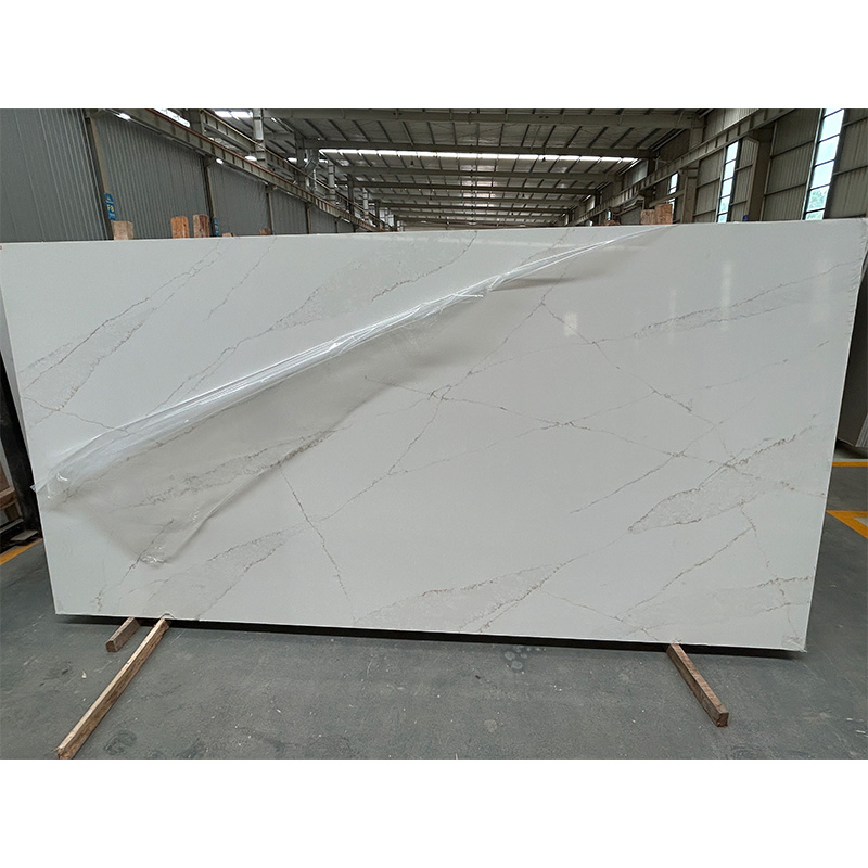 Artificial Stone Polished/Honed White Calacatta White Quartz Big Slab for Interiors/Indoor Kitchen/Bathroom Countertops/Vanity