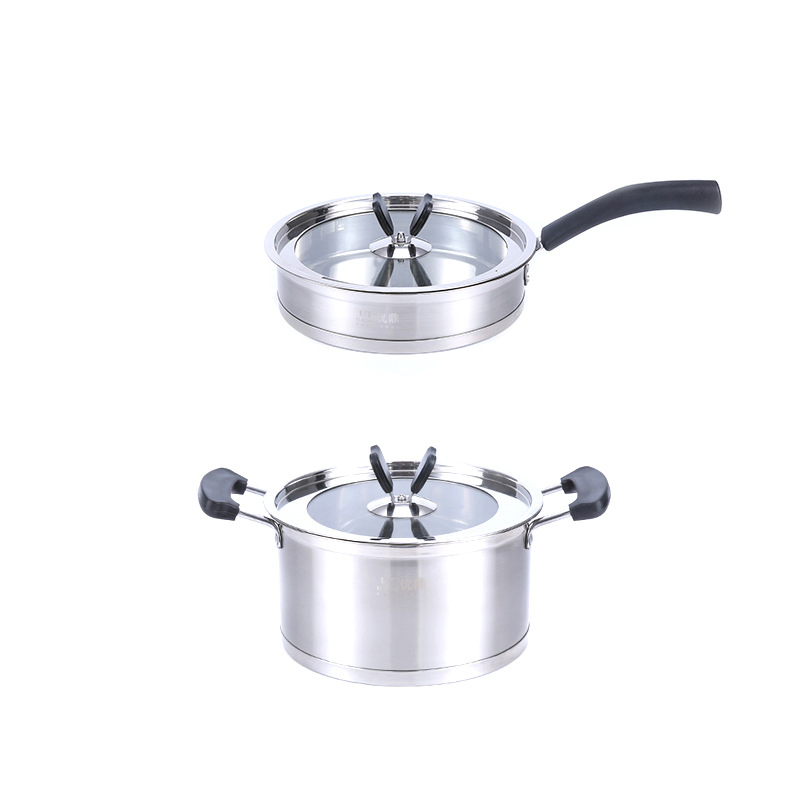 Thickened Stainless Steel Cookware Set, Non-Stick Soup Pot, Milk Pot, Wok