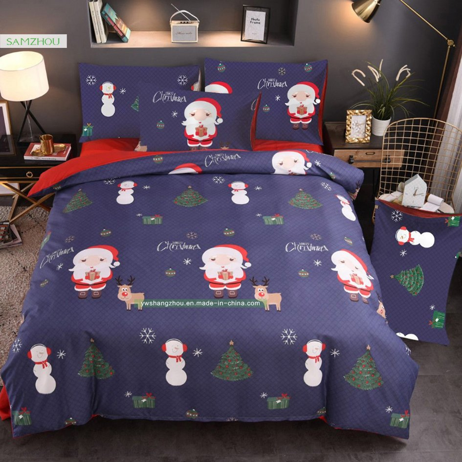 Christmas Gift Three Piece 3D Printing Bedding Set of Santa