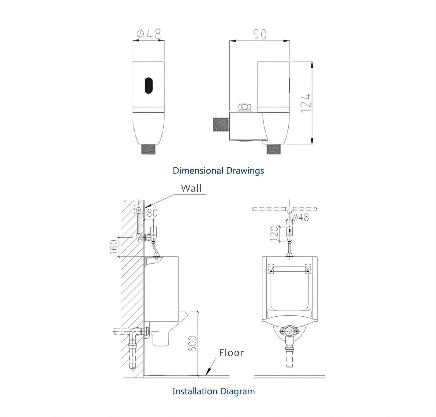 Xfdz Wall Mounted Exposed Type All-in -One Sensor Hand Free Automatic Urinal Flusher Valve