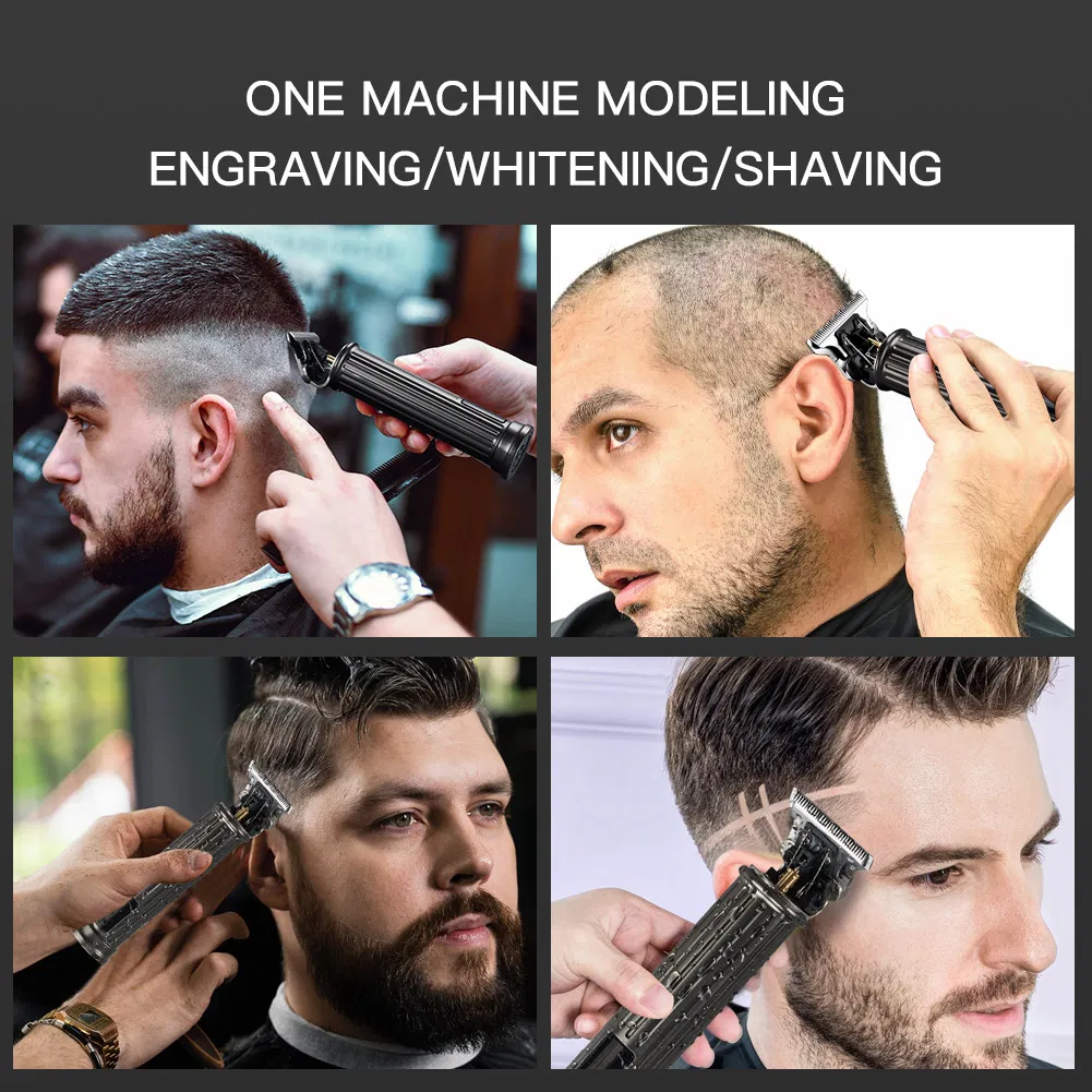 Professional Waterproof Black LED Professional Oil Head Trimmer USB Rechargeable Hair Clippers