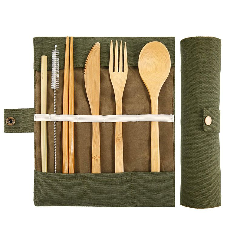 100% Organic Bamboo Cutlery Set Fork, Knife and Spoon, 3-Piece Set